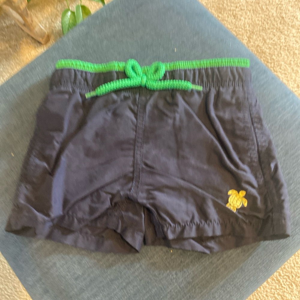 Vilebrequin size 2 toddler swim trunks navy with turtle